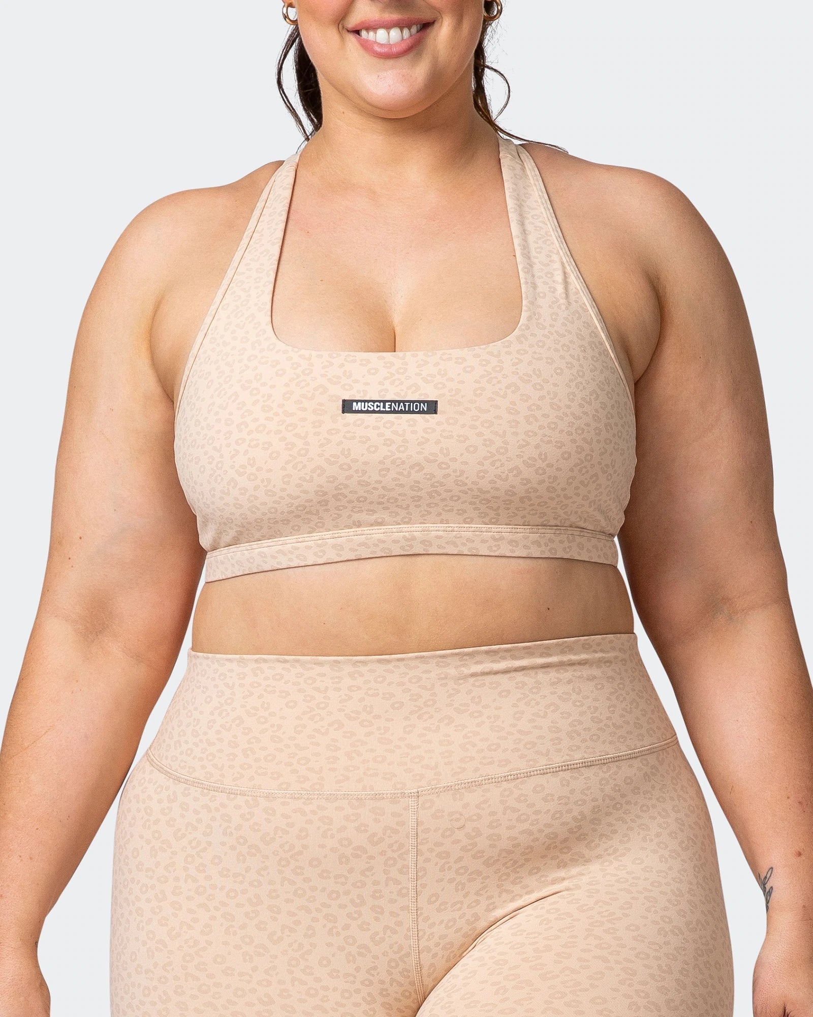 musclenation Sports Bra FLEX BRA Brown Sugar Mini Cheetah Print