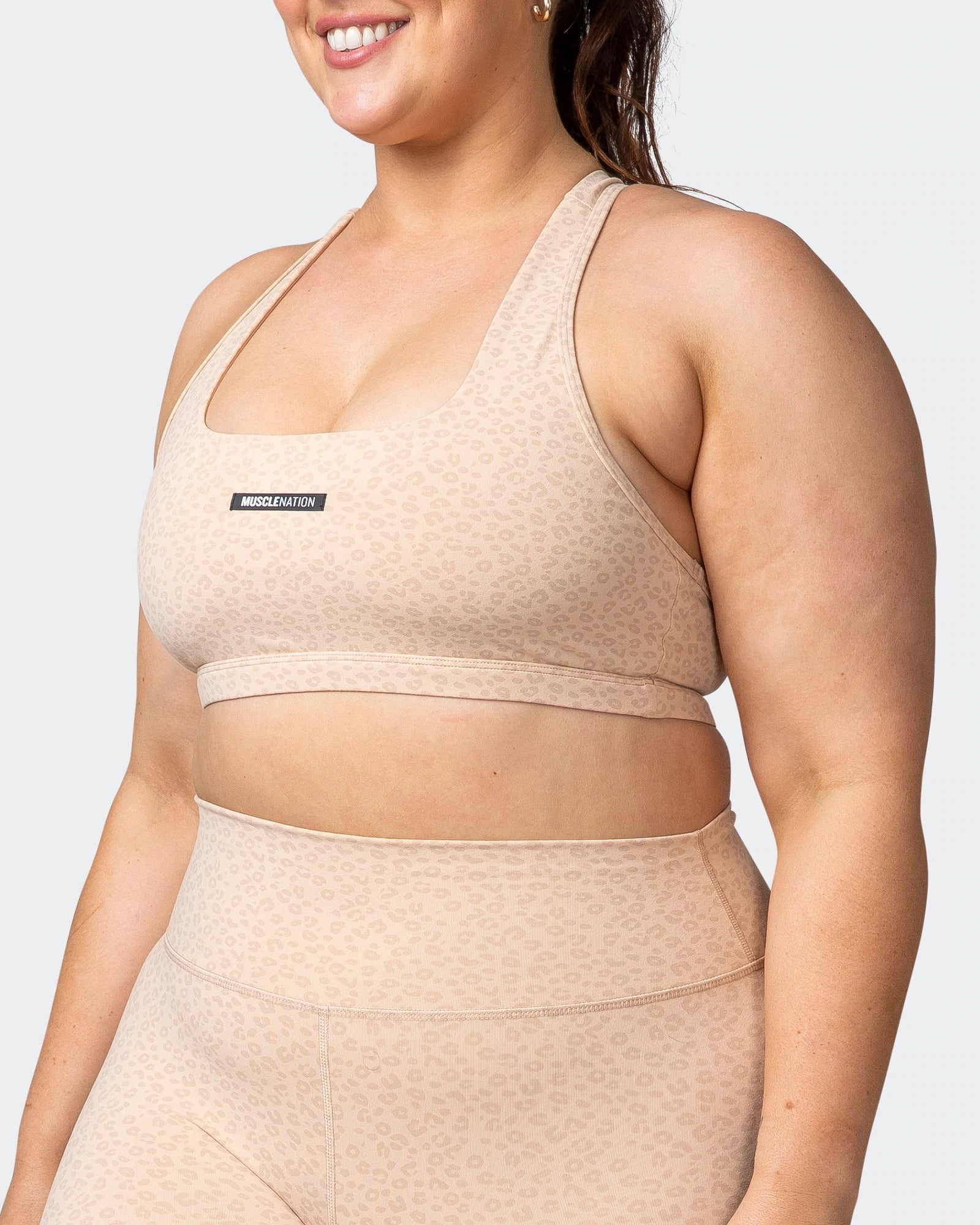 musclenation Sports Bra FLEX BRA Brown Sugar Mini Cheetah Print