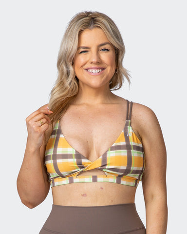 musclenation Sports Bra WHIRLWIND BRALETTE Checked Out Print