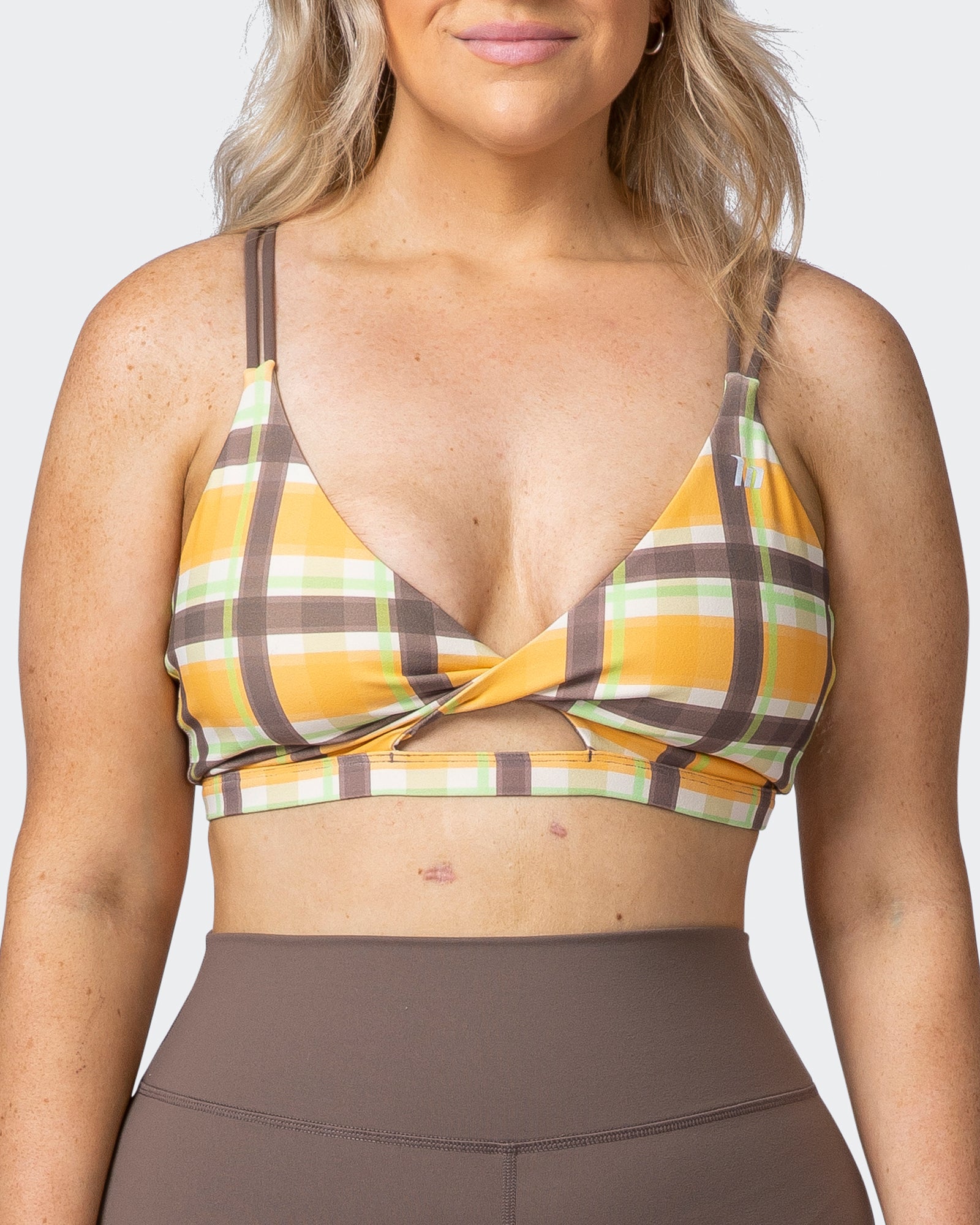 musclenation Sports Bra WHIRLWIND BRALETTE Checked Out Print