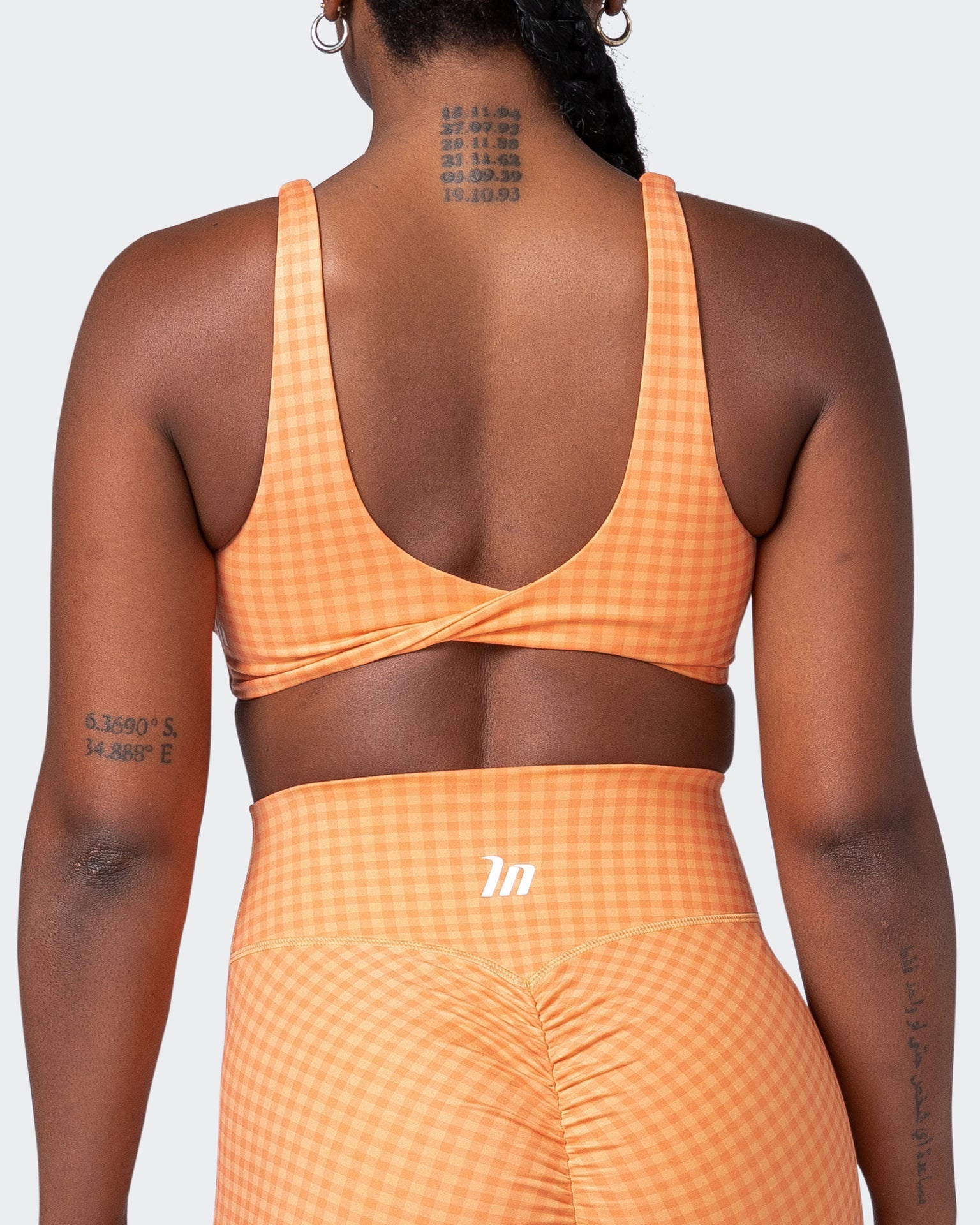 musclenation Sports Bras Demi Bralette - Peaches And Cream Check Print