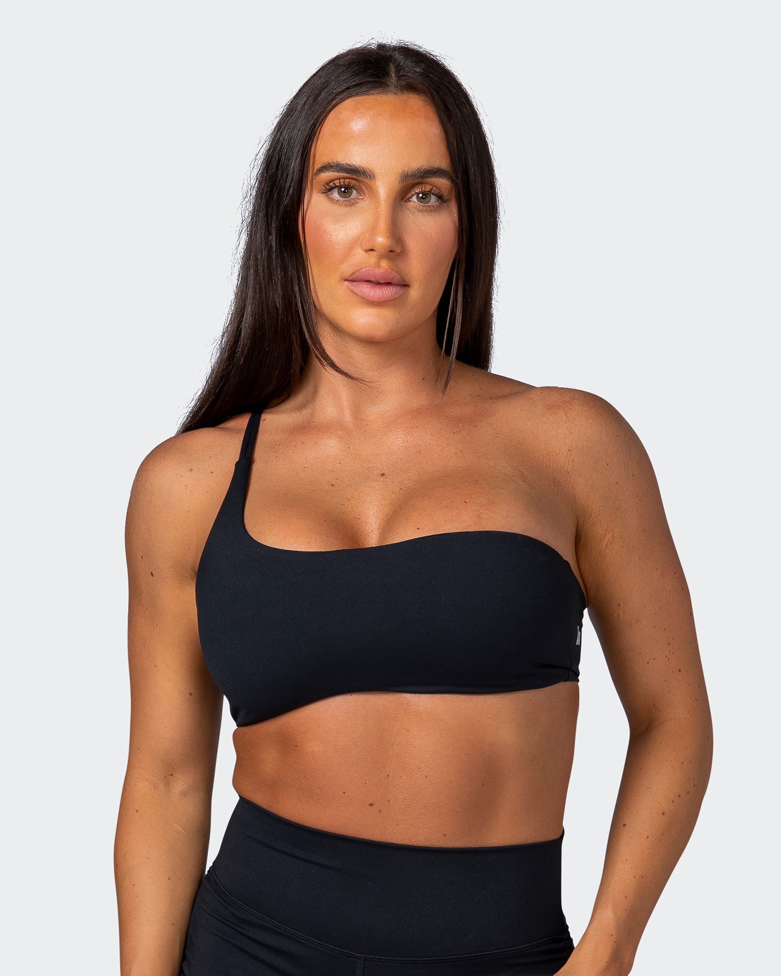 musclenation Sports Bras Movement One Shoulder Bralette - Black