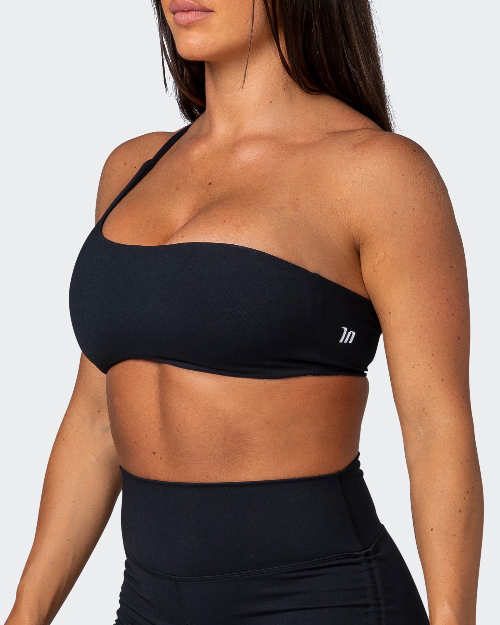 musclenation Sports Bras Movement One Shoulder Bralette - Black