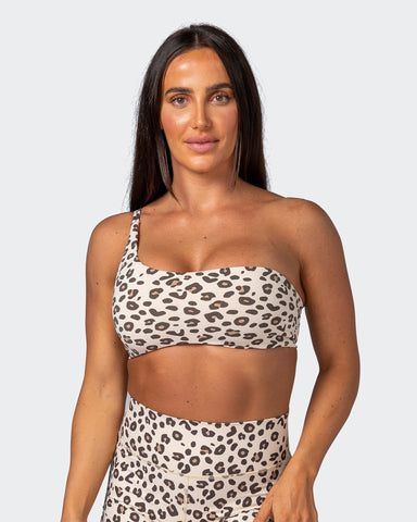 musclenation Sports Bras Movement One Shoulder Bralette - Cheetah Print