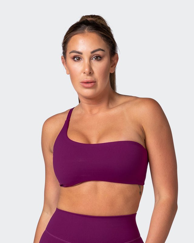 musclenation Sports Bras Movement One Shoulder Bralette - Huckleberry