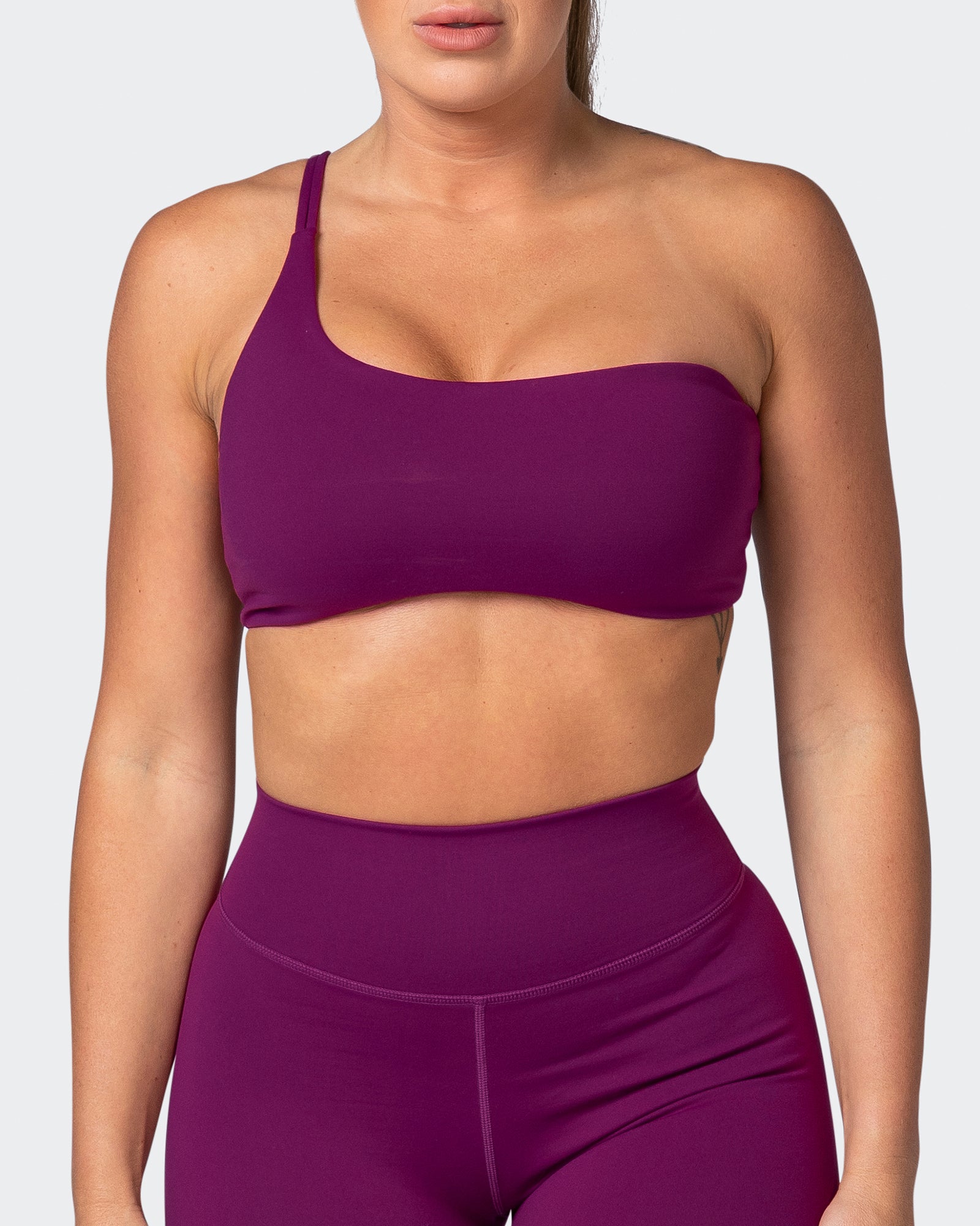 musclenation Sports Bras Movement One Shoulder Bralette - Huckleberry