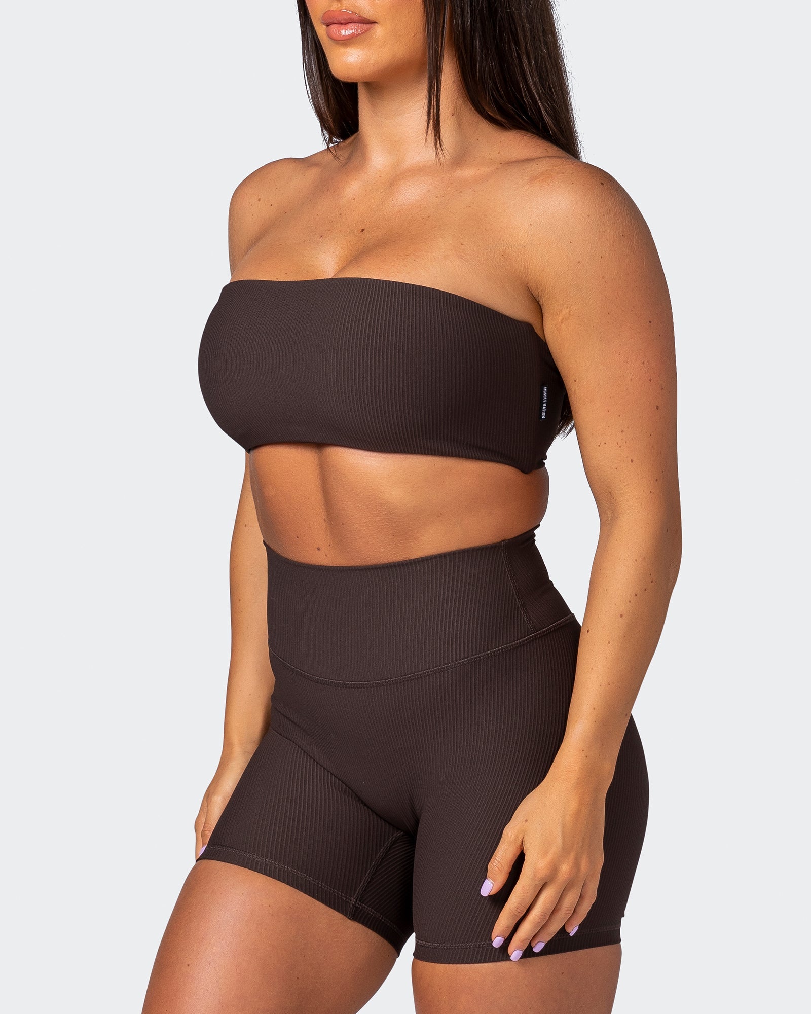 musclenation Sports Bras Ribbed Bandeau - Cocoa