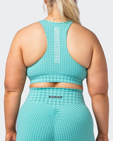 musclenation Sports Bras Step Up Bra Cascade Houndstooth Print