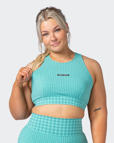 musclenation Sports Bras Step Up Bra Cascade Houndstooth Print