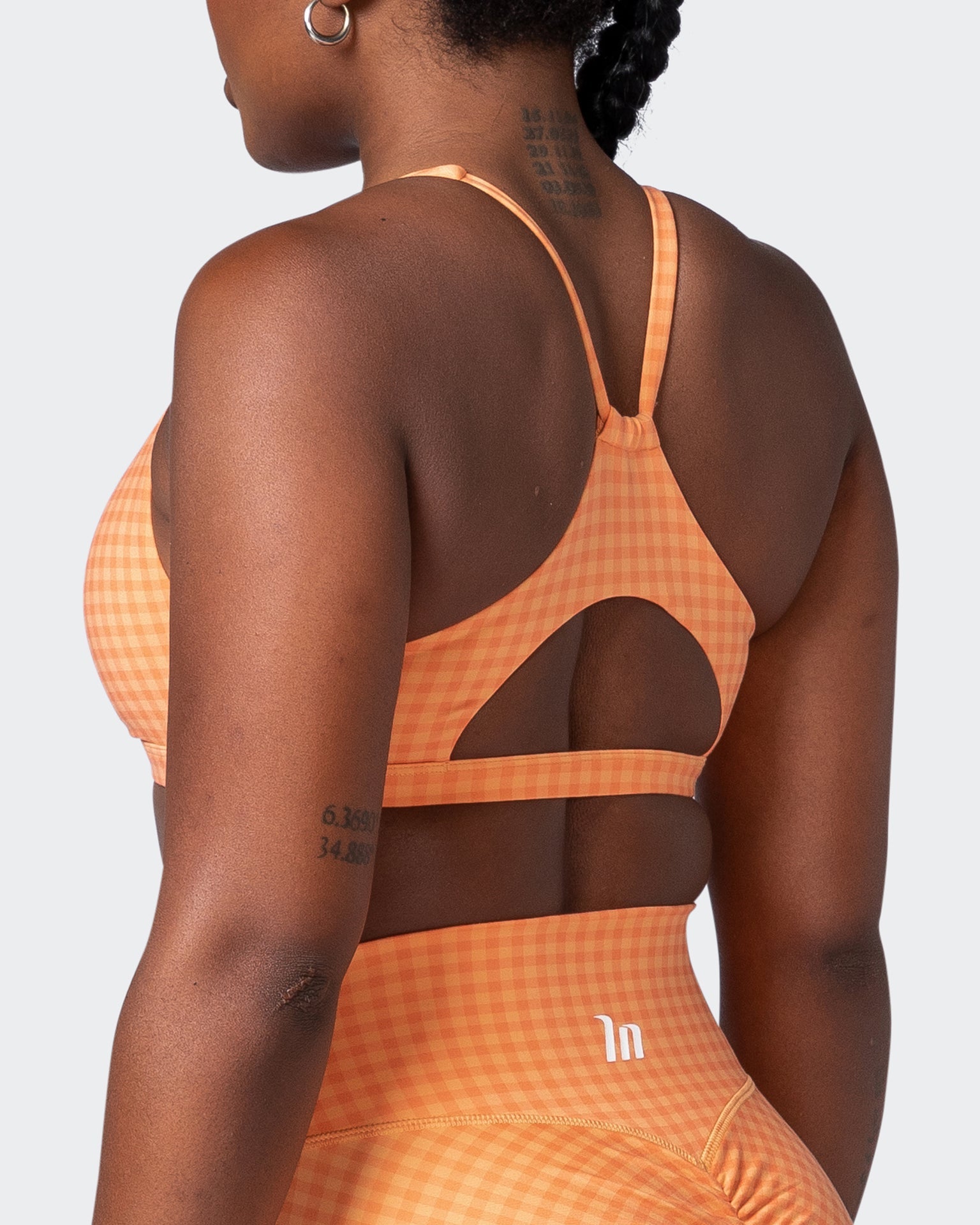 musclenation Sports Bras Stride Bralette - Peaches And Cream Check Print