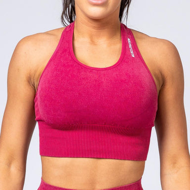 musclenation T-Back Seamless Crop - Acid Wash Red