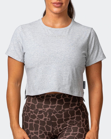 musclenation T-Shirts ELEVATE CROPPED TEE Light Grey Marl