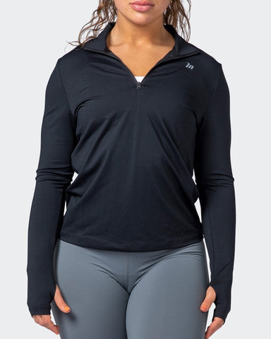musclenation T-Shirts Long Sleeve Quarter Zip Black