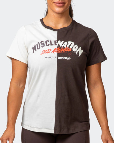 musclenation T-Shirts WOMENS REGULAR FIT ATHLETICA TEE Cocoa / Dew
