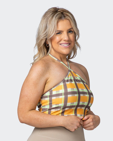 musclenation Tank SHIMMER BRA TANK COMBO Checked Out Print