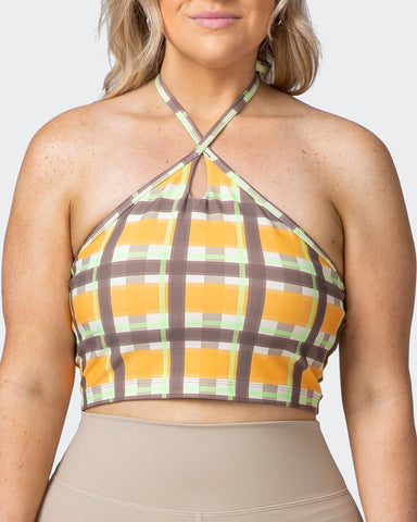 musclenation Tank SHIMMER BRA TANK COMBO Checked Out Print