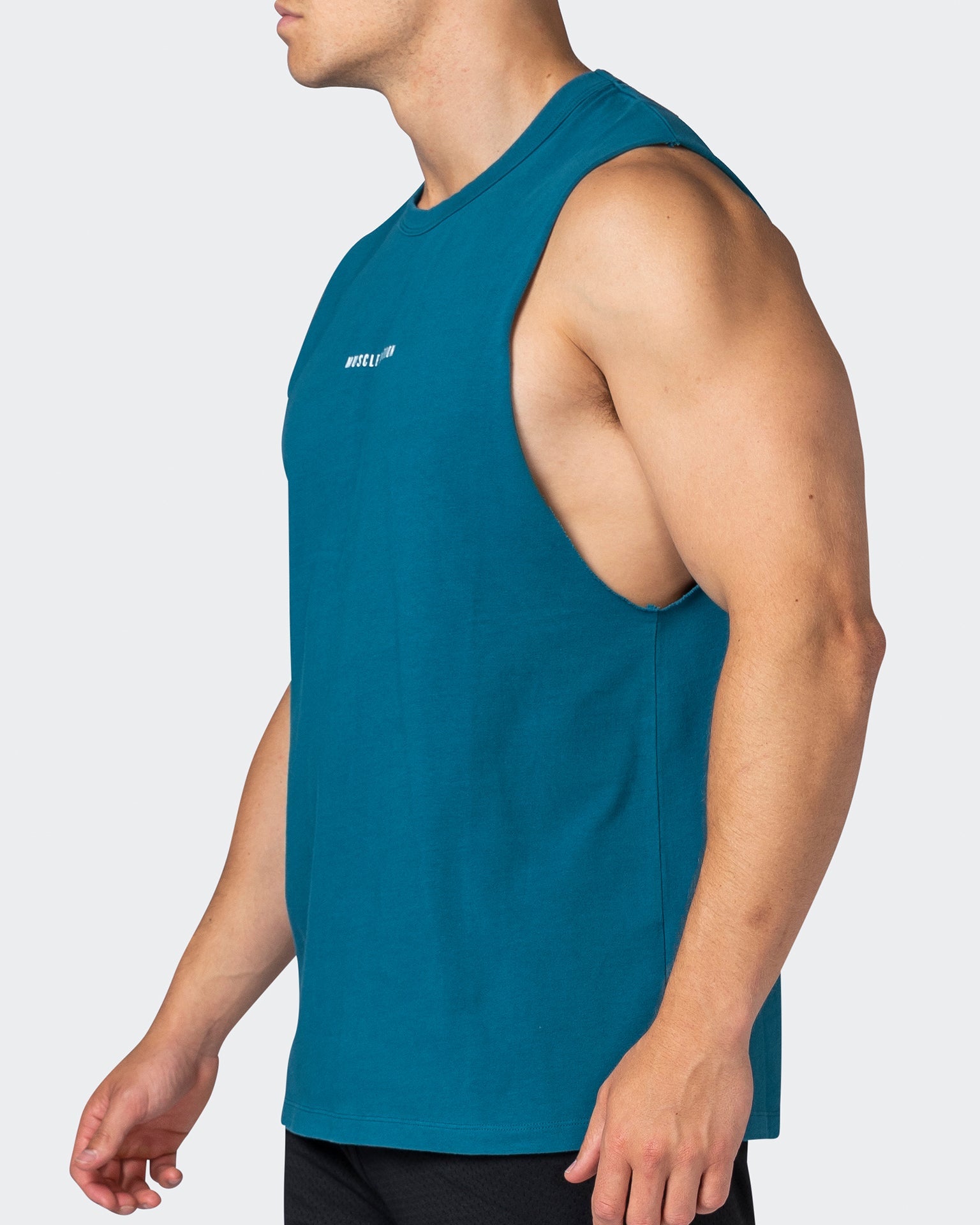 musclenation Tank Tops Ease Drop Arm Heavy Vintage Tank - Washed Marine