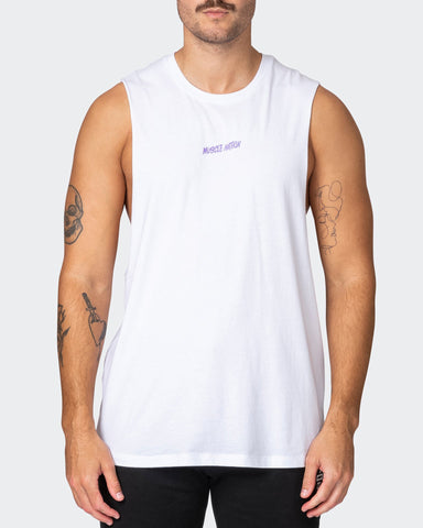 musclenation Tank Tops Electric Drop Arm Tank - White