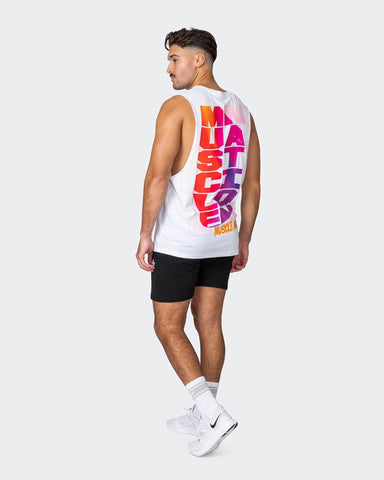 musclenation Tank Tops Electric Drop Arm Tank - White