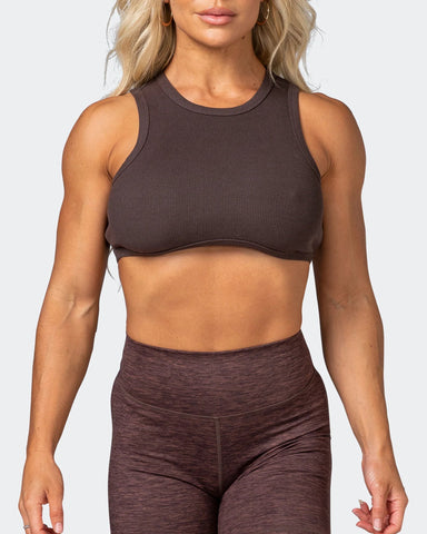musclenation Tank Tops HBxMN Bliss Rib Cropped Tank - Cocoa