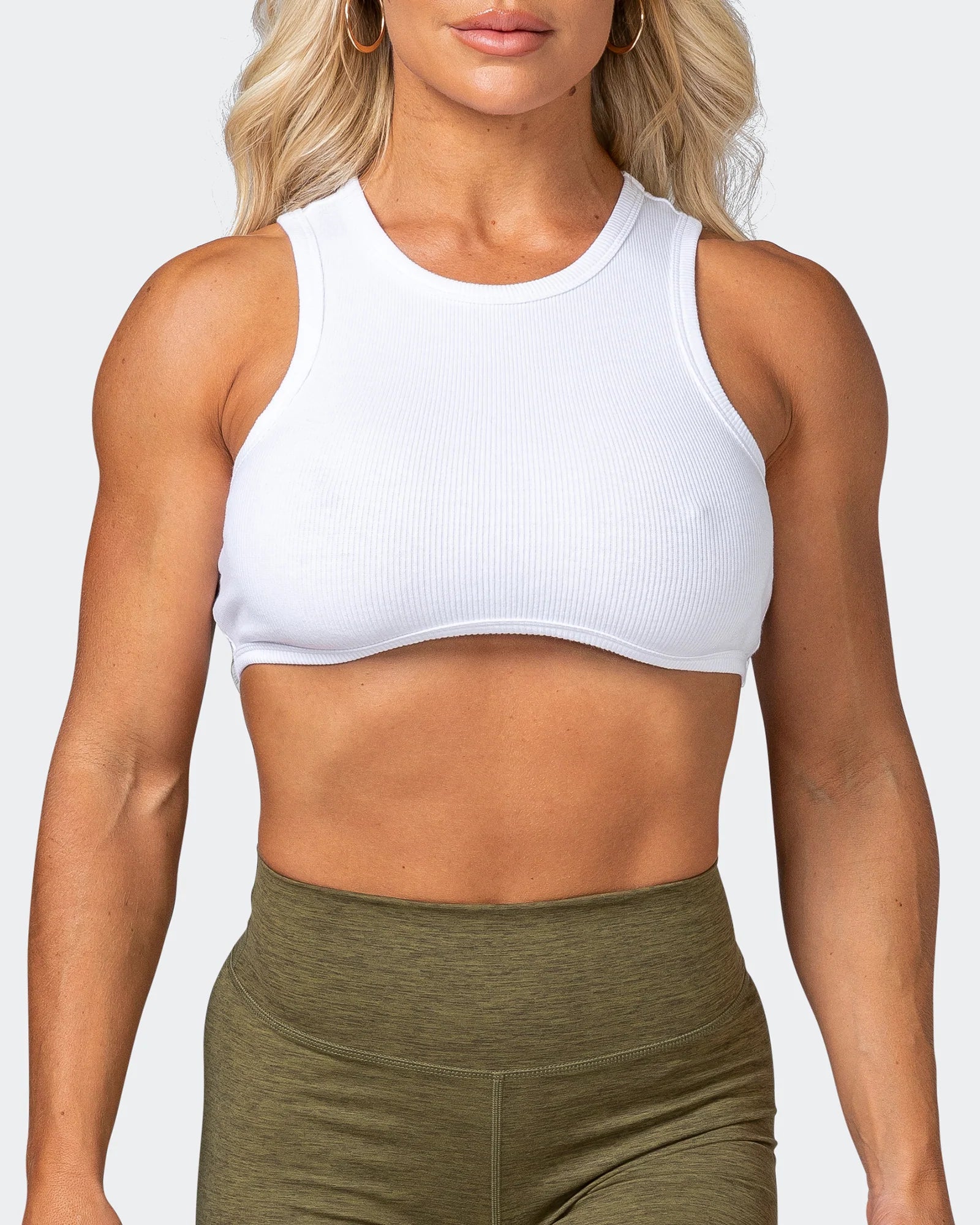 musclenation Tank Tops HBxMN Bliss Rib Cropped Tank - White