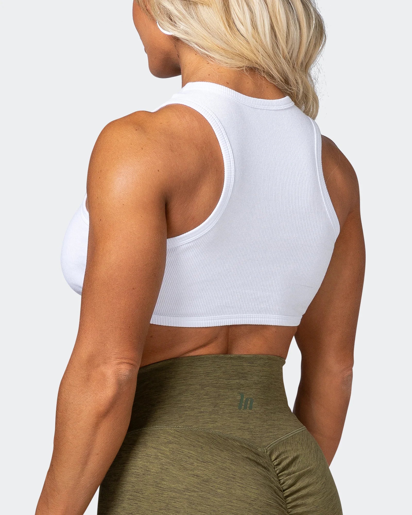 musclenation Tank Tops HBxMN Bliss Rib Cropped Tank - White