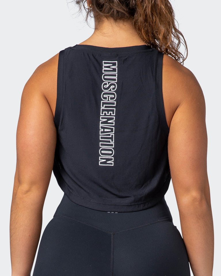 musclenation Tank Tops Level Up Cropped Training Tank Black