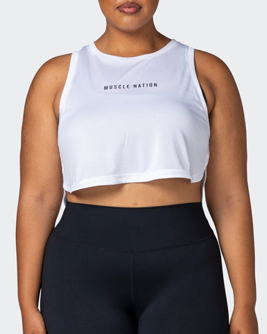 musclenation Tank Tops Limitless Cropped Training Tank - White