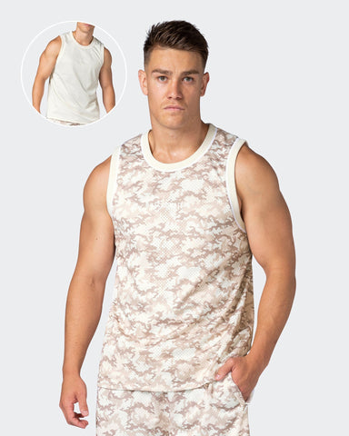 musclenation Tank Tops Reversible Basketball Jersey - Beige Camo / Dew