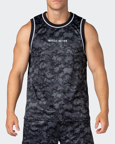 musclenation Tank Tops Reversible Basketball Jersey - Monochrome Camo / Black