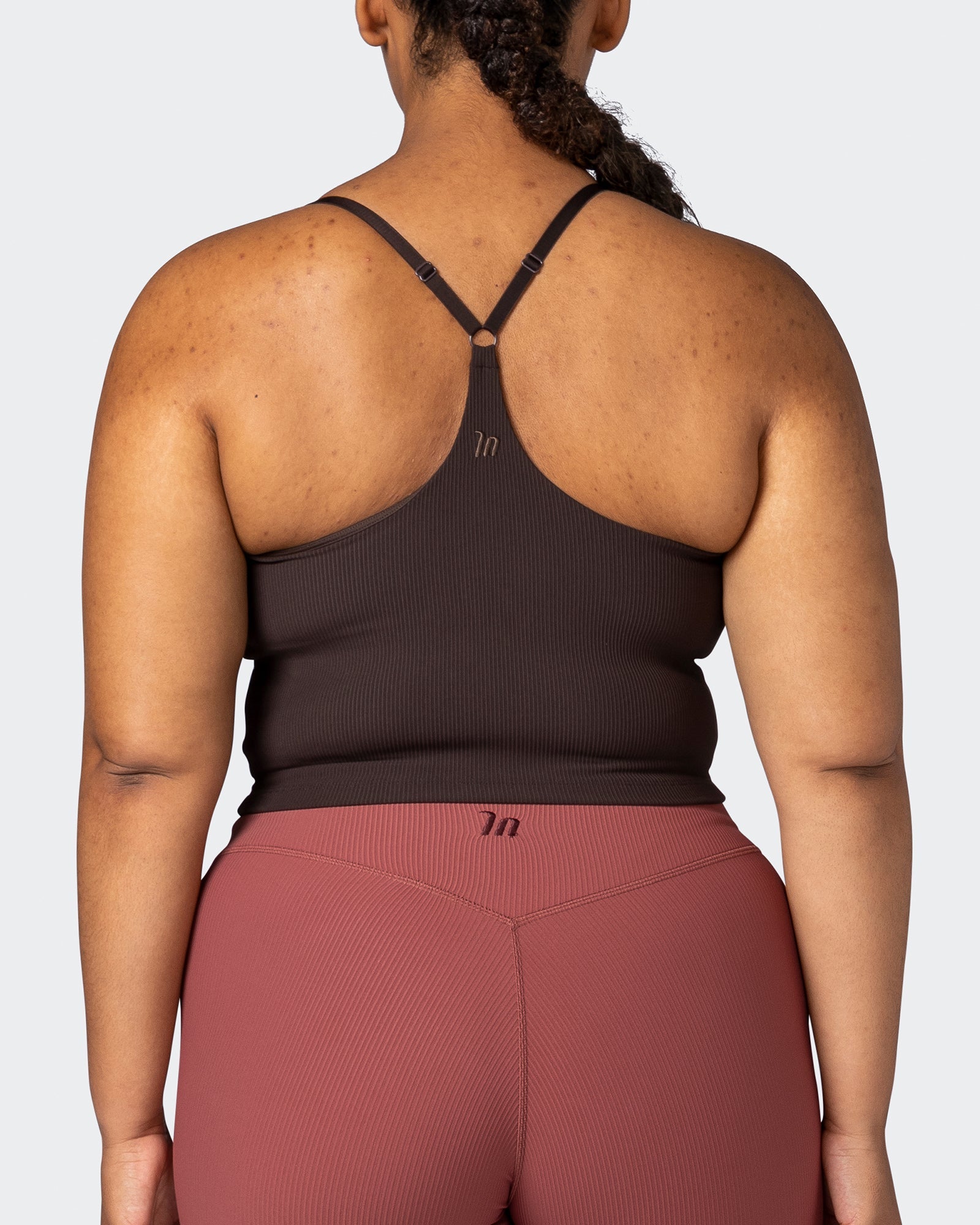 musclenation Tank Tops Summertime Rib Cropped Tank - Cocoa