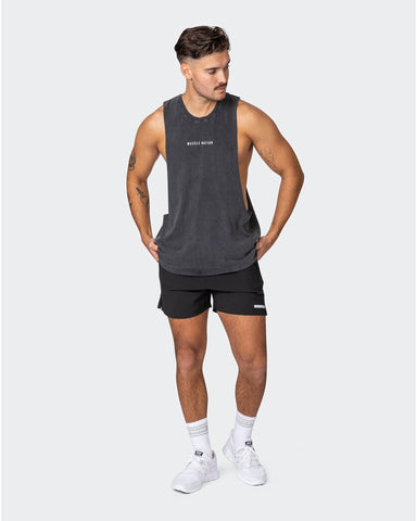 musclenation Tank Tops Ultra Drop Arm Vintage Tank - Washed Black