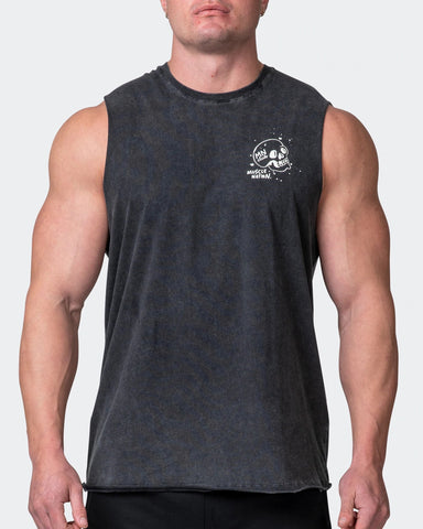 musclenation Tanks MENS GRAFFITI TAG VINTAGE TANK Washed Black