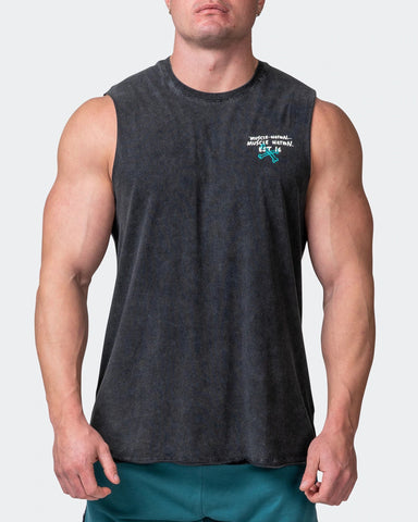 musclenation Tanks MENS MN CLUB VINTAGE TANK Washed Black