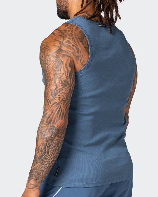 musclenation Tanks Rib Fitted Training Tank - Denim Blue