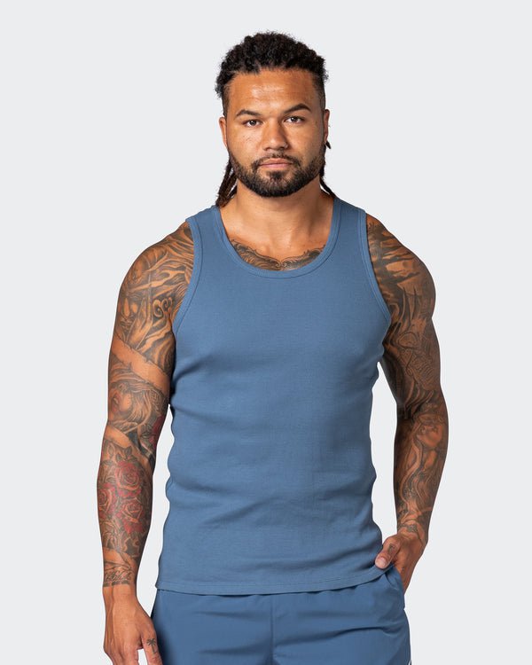 musclenation Tanks Rib Fitted Training Tank - Denim Blue