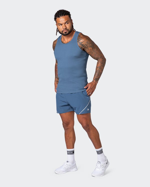 musclenation Tanks Rib Fitted Training Tank - Denim Blue