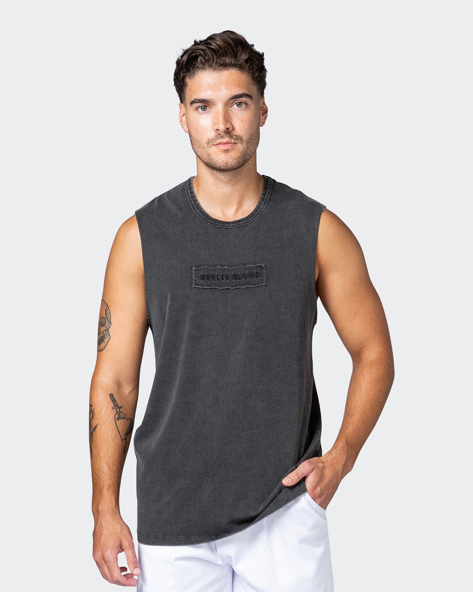 musclenation Tanks Vitalise Heavy Vintage Tank - Washed Black