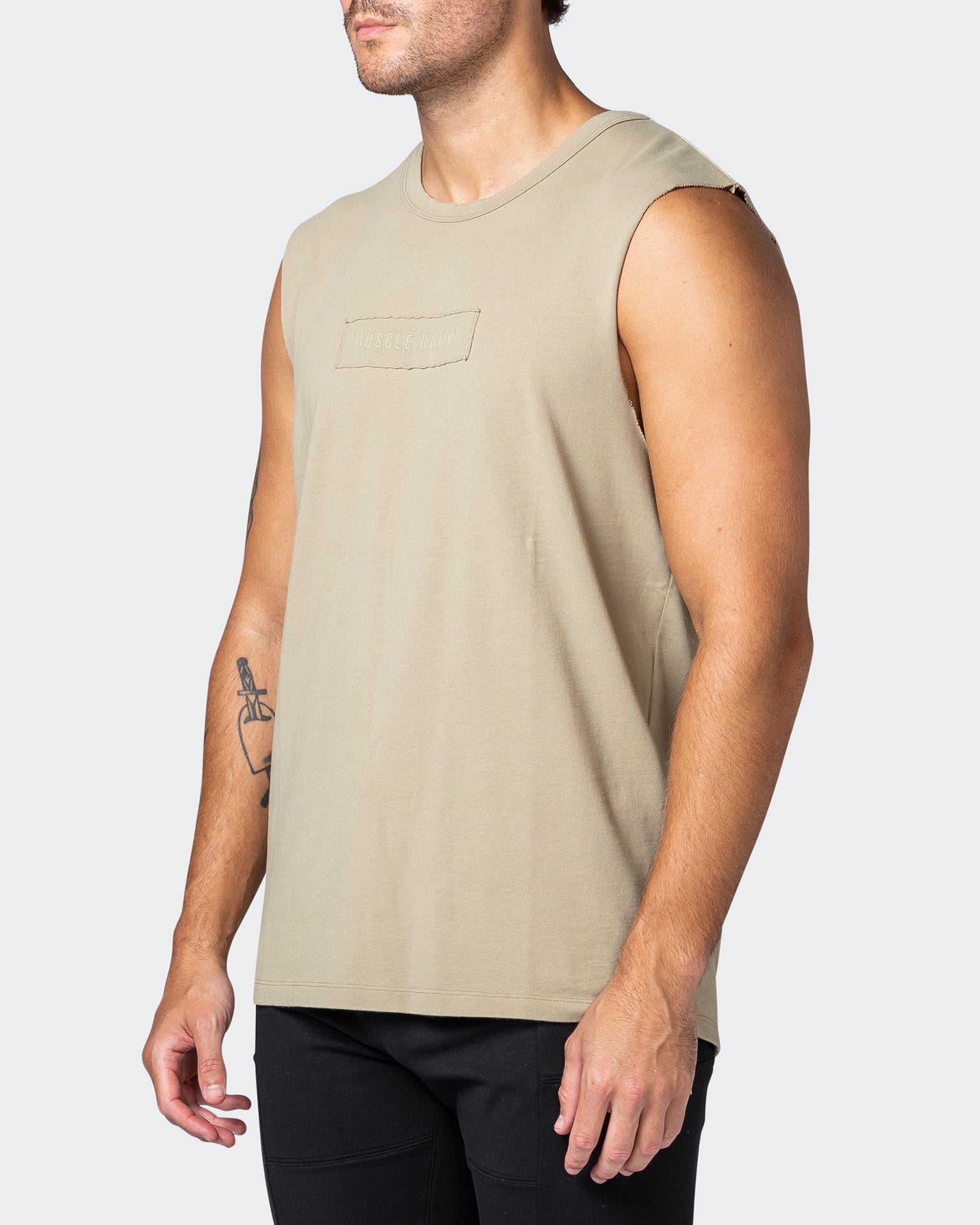 musclenation Tanks Vitalise Heavy Vintage Tank - Washed Pale Khaki