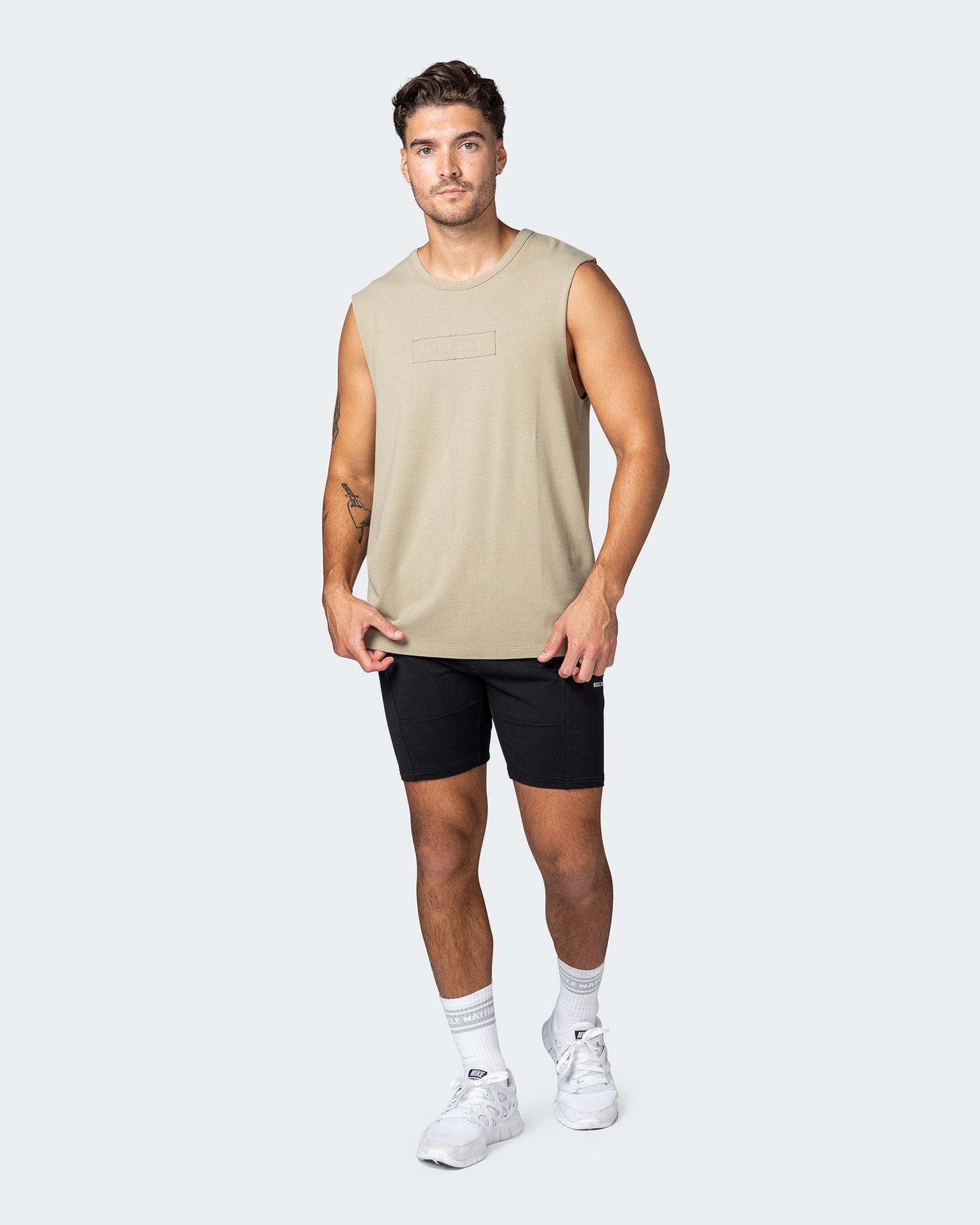 musclenation Tanks Vitalise Heavy Vintage Tank - Washed Pale Khaki
