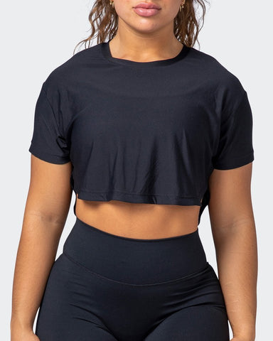 musclenation Tee Level Up Cropped Training Tee Black