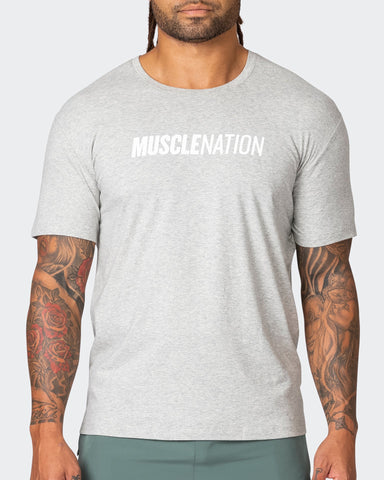 musclenation Tops Strike Tee - Light Grey Marl
