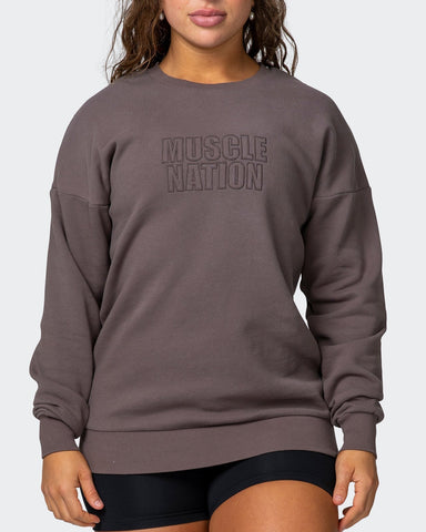 musclenation Womens Classic Vintage Pullover - Dark Taupe