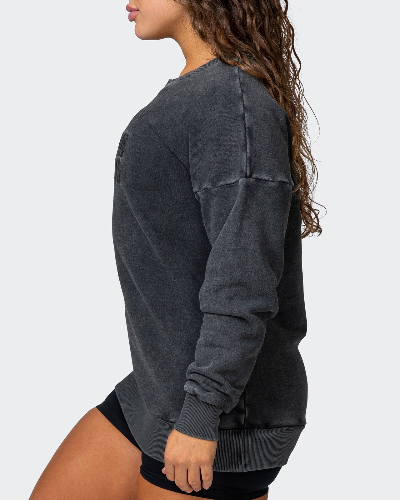 musclenation Womens Classic Vintage Pullover - Washed Black