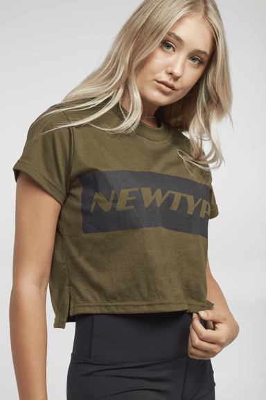 Newtype Official T-Shirts Finesse Crop Tee - Army Green