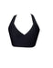 BK39 Matt Black & Mesh Contrast V Wrap Crop Top - Be Activewear