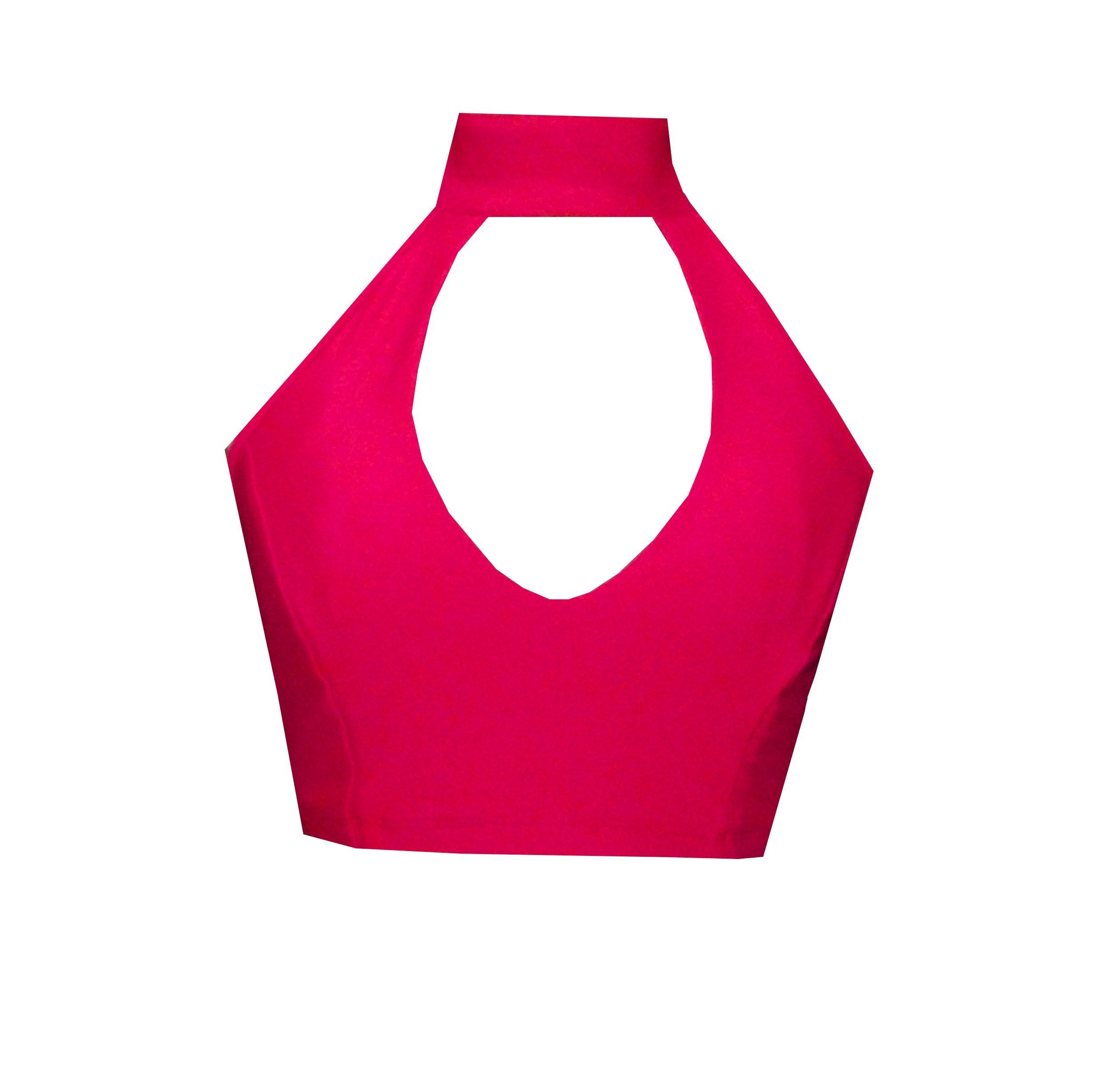 Rhapso Designs Crop Tops High Neck Halter Sports Crop Top in Red BK139R
