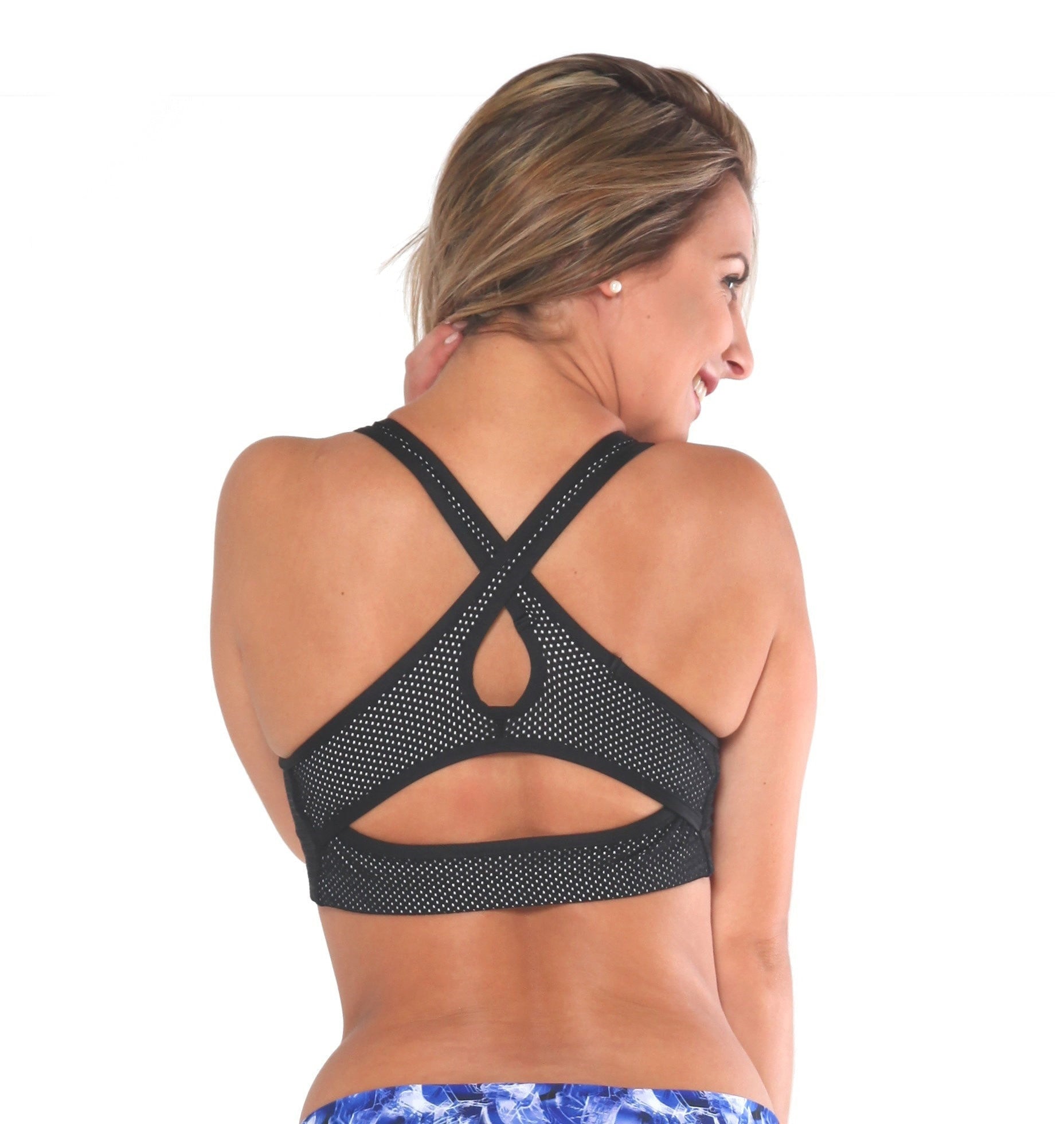 Monochrome Sports Mesh V Neck Max Impact Crop Top - Be Activewear