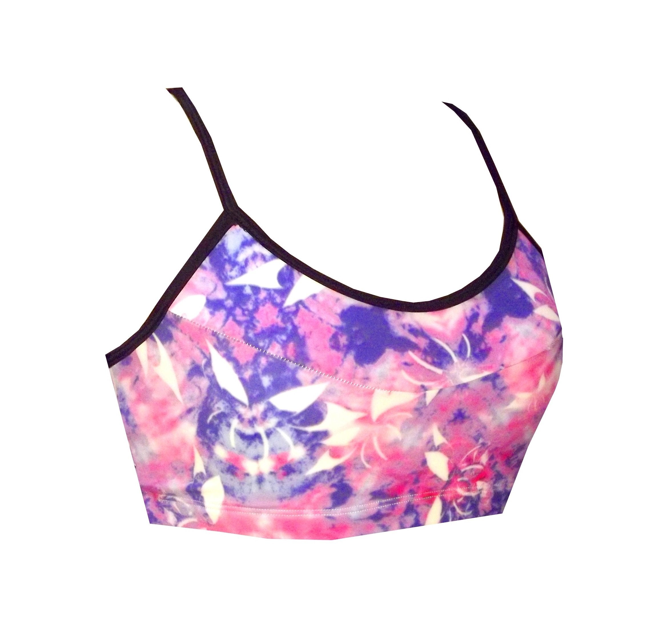 Rhapso Designs Crop Tops Tie Dye Print Sports Crop Top featuring cutout racerback BK140TD