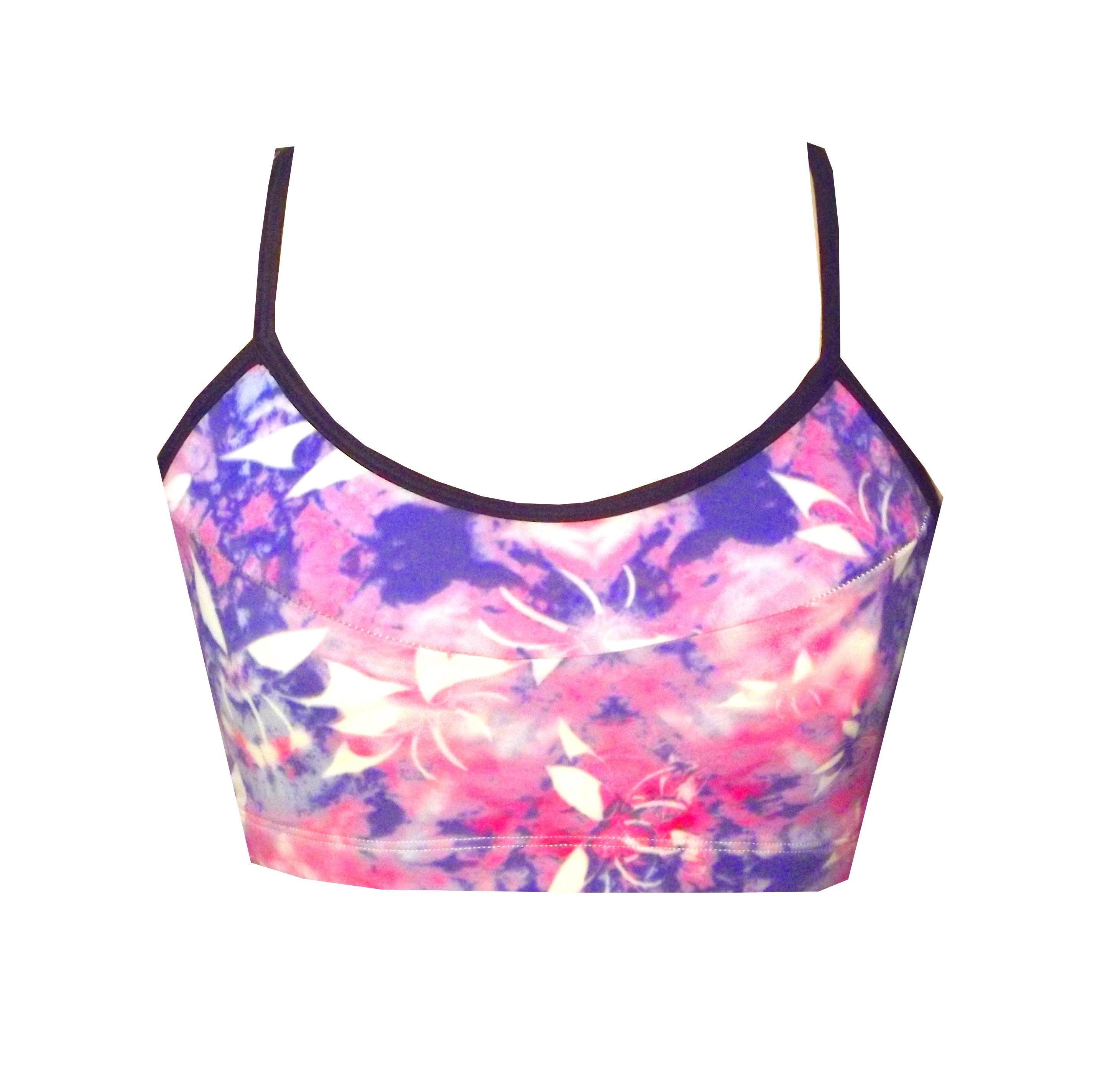 Rhapso Designs Crop Tops Tie Dye Print Sports Crop Top featuring cutout racerback BK140TD